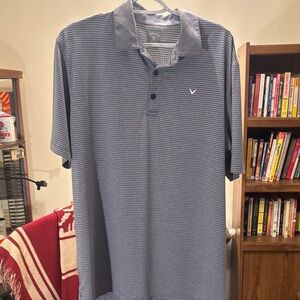 Callaway Men's Navy Striped Polo Shirt
